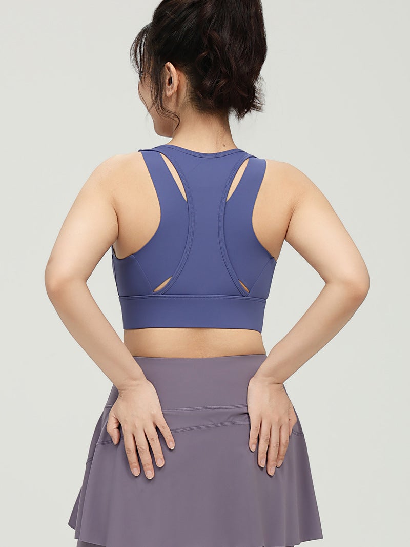 Front Zipper Composite Beautiful Back Sports Underwear Chubby Girl Long Yoga Vest Shockproof High Strength Fitness Bra - Image 5